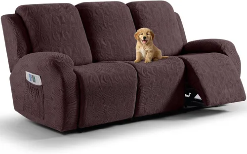 Vista 11 de VANSOFY Fundas para sillas reclinables, 4 piezas, elásticas, de tela jacquard, suave funda para silla reclinable, protector de muebles con parte