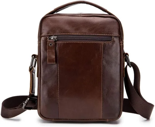 Vista 2 de Hebetag Bolso bandolera de cuero pequeño para hombre, para viajes al aire libre, negocios