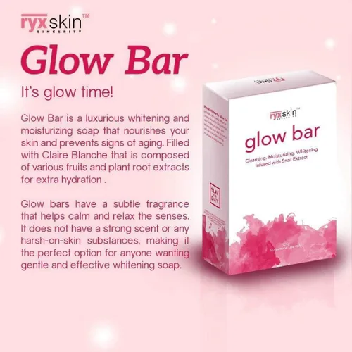 Vista 2 de Ryxskin Glow Bar - Jabón limpiador e hidratante facial y corporal infundido con extracto de caracol, 4.76 oz, nombre del producto, 4.76 onzas