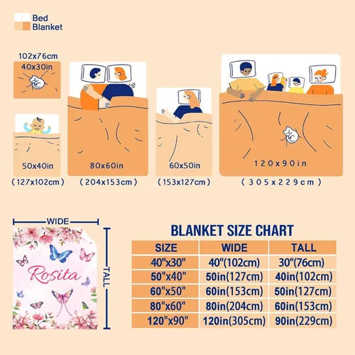 Vista 6 de Manta de mariposa personalizada con nombre de mariposa para niños y niñas, regalo para amantes de las mariposas, franela suave y acogedora, ligera