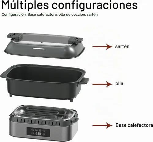 Vista 7 de Freidora de aire de 6.2 cuartos con olla multifunción, 5 en 1 para freír al aire, freír, hervir, guisar y saltear, olla extraíble, control