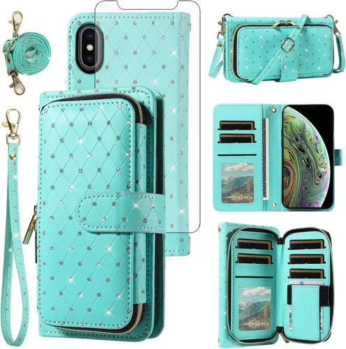 Vista 174 de Funda para teléfono iPhone 6 6S con cremallera y protector de pantalla con protector de pantalla, correa de cordón cruzado, ranura para iPhone 6 Six