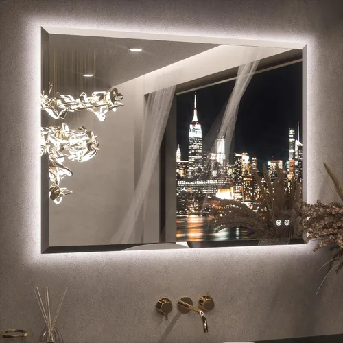 Vista 19 de Keonjinn - Espejo de 48x30 pulg retroiluminado LED para baño/tocador, luz de 3 colores ajustables blanca/cálida/natural, lúmenes altos, montaje