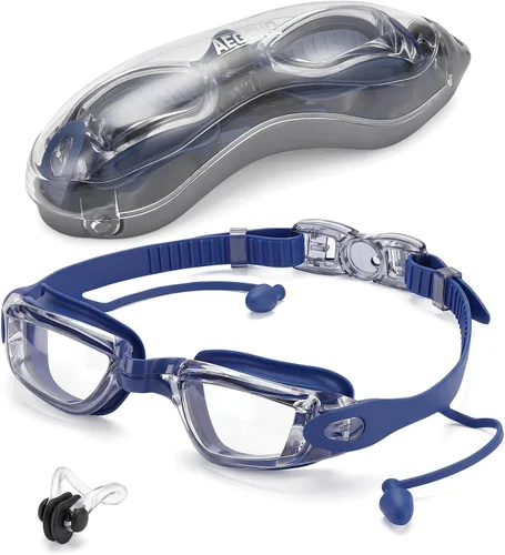 Vista 20 de Aegend Swim Goggles, Swimming Goggles No Leaking Full Protect Adult Youth Todo negro