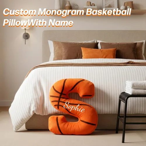 Vista 4 de Almohada personalizada de baloncesto con nombre, almohada de baloncesto personalizada con monograma, cojín deportivo para niños, fanáticos