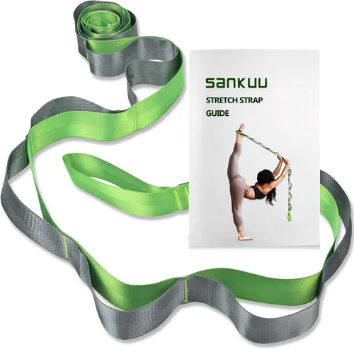 Vista 11 de SANKUU - Correas de yoga para estiramiento con 12 bucles, póster de entrenamiento, correas para estiramiento, equipo de terapia física, bandas