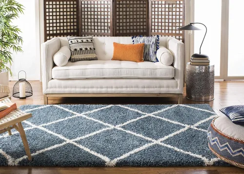 Vista 48 de SAFAVIEH Hudson Shag Collection - Alfombra decorativa de 2 x 3 pies, color beige y marfil, diseño moderno de enrejado, no desprende pelusa