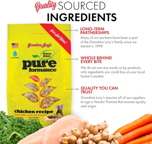 Vista 5 de GrandmaLucy Pureformance - Receta de pollo liofilizada sin granos para perros, 1 libras