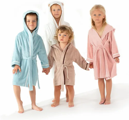 Vista 5 de Bata de baño suave de alta calidad para bebés y niños, rayón de bambú orgánico, bata con capucha, bata para niñas y niños