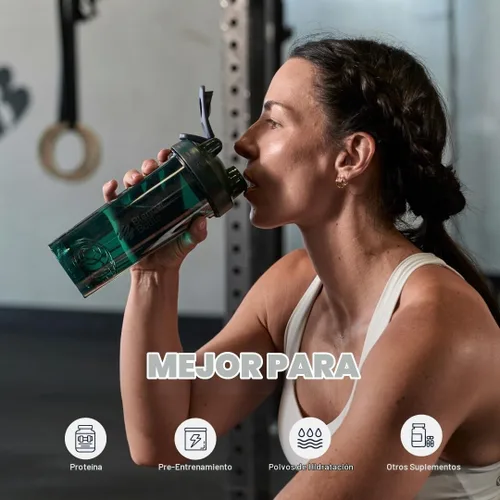 Vista 5 de BlenderBottle - Botella agitadora Pro Series ideal para licuados de proteínas y preentrenamiento, 24 onzas, color verde