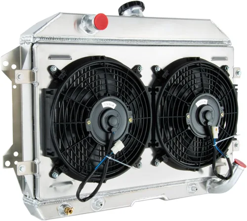 Vista 2 de Ventilador de aluminio de la cubierta del radiador de la raza de 4 filas para 1970-1975 Nissan Datsun 240Z 260Z L6