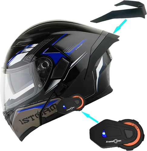 Vista 6 de 1Storm Casco modular de cara completa para motocicleta con doble visera abatible, protector solar: HB89