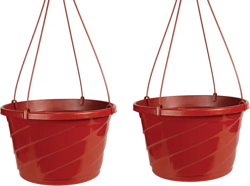 Vista 6 de Maceta colgante europea decorativa de The HC Companies de 30,5 cm de gran tamaño, cesta colgante de plástico con diseño de remolino para plantas al