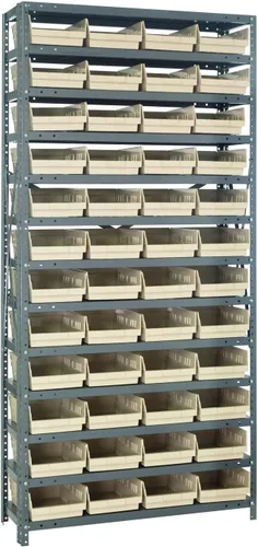Vista 353 de Quantum QSBU-245BK Heavy Duty Shelving Unit with (7) Shelves and (24) QUS245 Black Bins for Garage Warehouse Storage Distribution 400 lb Load