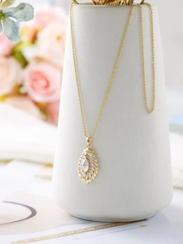 Vista 5 de Qinpan Collar colgante ovalado de cristal para mujer, chapado en globo, bisutería