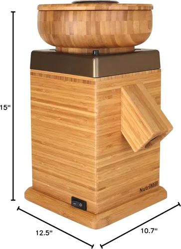 Vista 8 de NutriMill Harvest - Molino eléctrico de granos de piedra, 450 vatios - Oro Dorado