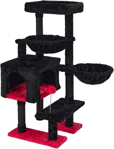 Vista 7 de KIYUMI - Árbol para gatos, torre para gatos, condominio con poste de rascado de sisal para gatos de interior, árbol para gatos con hamaca y juguetes