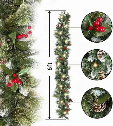 Vista 2 de HipTree - Guirnalda de Navidad de 6 pies con luces para mantel