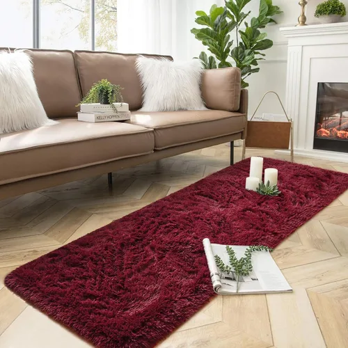 Vista 49 de DweIke Alfombras de pasillo beige esponjosas para dormitorio, 2 x 6 pies, alfombra larga de felpa suave para niñas y niños, antideslizante y lavable
