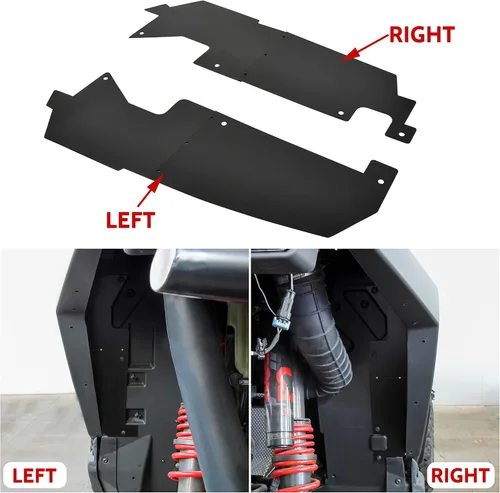 Vista 3 de SAUTVS Panel de moldura de puerta inferior de acero y bloqueo de pozo de rueda trasera para RZR PRO XP, cenefa de puerta inferior y protector contra