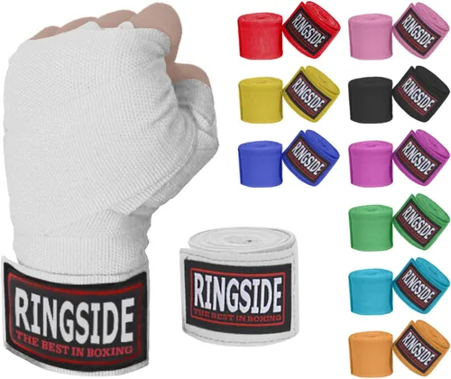 Vista 6 de Ringside Mexican Style Boxing Hand Wraps (Pairs) - 180" Semi-Elastic Cotton Blend Wrist Support with Thumb Loop for MMA, Muay Thai, Kickboxing