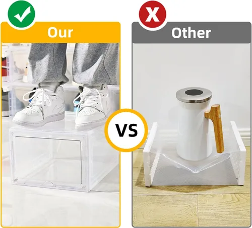 Vista 5 de Caja de almacenamiento para zapatos KEFA XL, paquete de 6 cajas de zapatos de plástico transparente apilables, organizador de cajas de zapatos