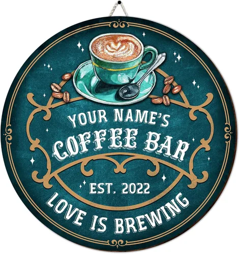 Vista 11 de Artsy Woodsy Letrero personalizado de madera para cafetería, placa de pared para decoración de cocina, regalos personalizados para amantes del café