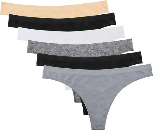 Vista 2 de Tangas sin costuras para mujer, paquete de 6 tangas de nailon y elastano