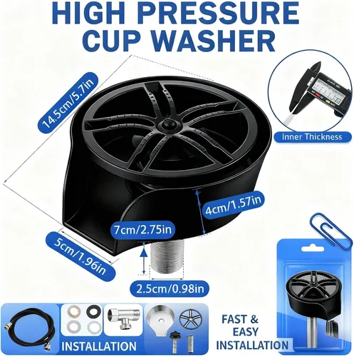 Vista 8 de SOONHUA Enjuagadora de vidrio para fregadero de cocina, cabezal rociador extraíble y limpiador de botellas con adaptadores rápidos universales
