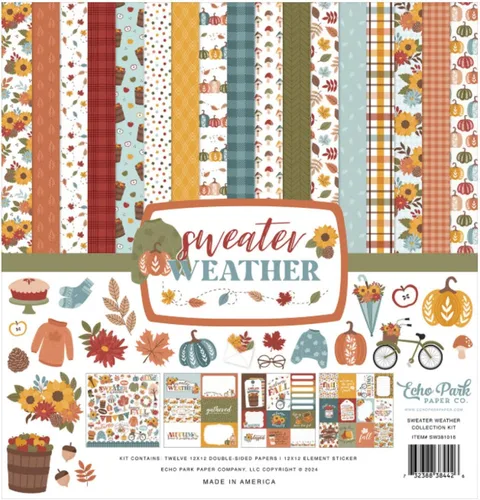 Vista 6 de Echo Park Collection Kit 12" X12" - Fiebre de otoño Autumn Cardstock Craft Supplies for Scrapbooking, Card Making, Journaling – 12 x 12, Double