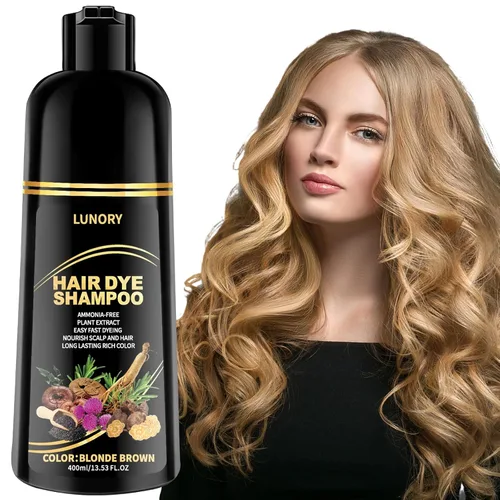 Vista 11 de Champú de tinte para el cabello marrón para una cobertura 100% de canas, champú de color de cabello 3 en 1 with Argan Oil & Ginseng, Ammonia &