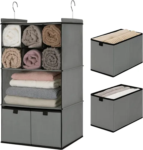 Vista 24 de GRANNY SAYS Organizador Colgante de 6 Estantes para Closet, Separable en 2 Paquetes de 3 Estantes Colgantes, Organizador Colgante para Dormitorio, 6