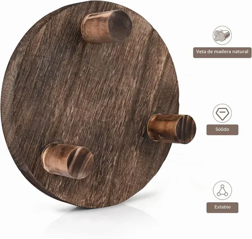 Vista 3 de Yangbaga 2 piezas Soporte de Exhibición de Taburete de Madera, Soporte Redondo para Plantas de 8.46 Pulgadas, Soportes de Maceta de Madera-Flor