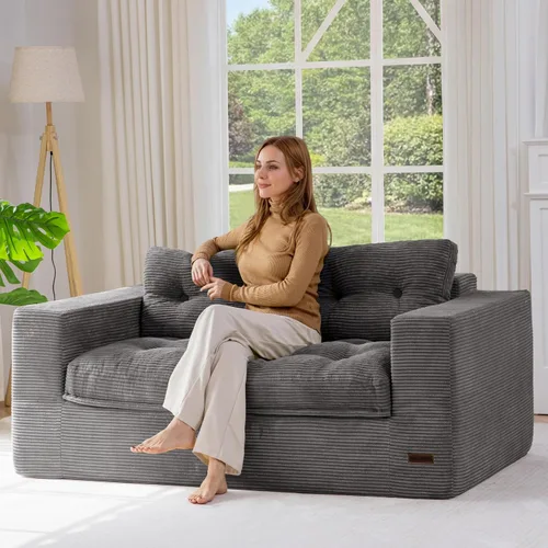 Vista 26 de MAXYOYO Sofá sin hueso, sofá de nube en forma de L de 96 pulgadas con Gris oscuro