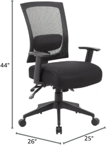 Vista 2 de Mesh Back Task Chair Black Ergonomic 3 Paddle Control System Adjustable Office Seating Breathable Lumbar Support Swivel Desk Chair with Pneumatic