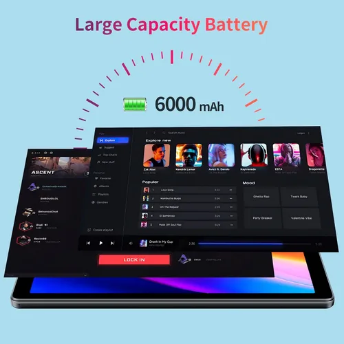 Vista 6 de Tablet Android 15 de 10 pulgadas, 8 GB de RAM, 32 GB de almacenamiento, pantalla IPS HD de 1280 x 800, certificado GMS, batería de 6000 mAh, tipo C