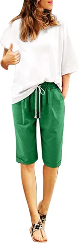 Vista 44 de Pantalones cortos sólidos con control de barriga, casuales, con cordón, cómodos, para mujer, pantalones cortos ligeros de verano para correr 2023