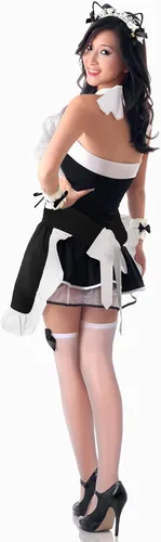 Vista 6 de Newcotte Womens French Maid Costume with Apron Anime Cosplay Fancy Dress for Halloween Party