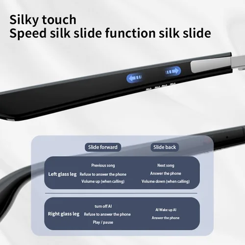 Vista 4 de Gafas Bluetooth inteligentes, IP67 gafas de audio inteligente, manos Bluetooth 5.3 gafas de sonido inteligente con micrófono, altavoz