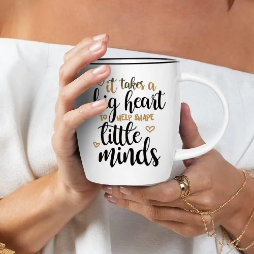 Vista 6 de Quimoy Taza de café con texto en inglés "It Takes A Big Heart", regalos inspiradores para profesores, taza de agradecimiento para graduación