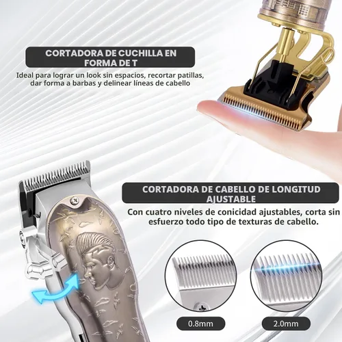 Vista 2 de Juego de cortapelos profesional, cortapelos para hombres, recortador de patillas en forma de T, afeitadora eléctrica, kit de salón de belleza