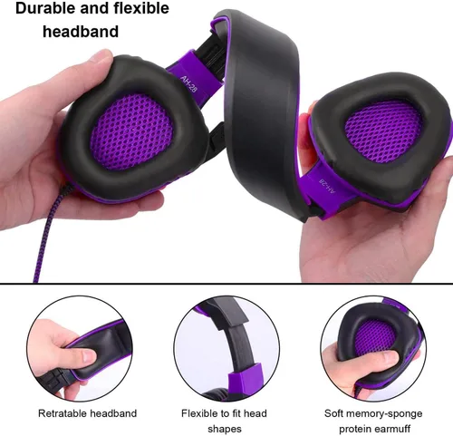 Vista 4 de Anivia AH28plus - Auriculares para computadora con cable y micrófono, estéreo para juegos, con aislamiento de ruido, con control de volumen, sonido