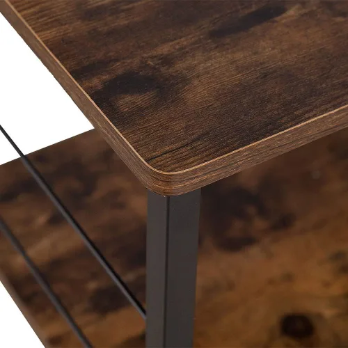 Vista 5 de Carrito de microondas de cocina de 3 niveles, soporte para microondas con ruedas, carrito de café con almacenamiento, estante rodante