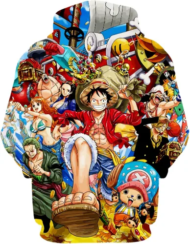 Vista 3 de EAZAMIOS Sudadera unisex con capucha unisex para jóvenes y adultos, para hombres y mujeres, ropa deportiva Luffy Anime Novedad