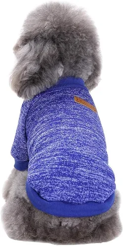 Vista 3 de Ropa para mascotas, suéter suave, cálido y grueso, suéter de invierno para perros (talla S, color azul oscuro) Jecikelon pullover pet apparel for