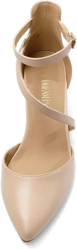 Vista 3 de DREAM PAIRS Zapatos de tacón bajo y grueso para mujer, con correa al tobillo, zapatos elegantes para bodas y negocios