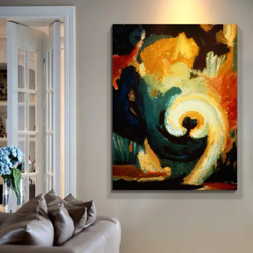 Vista 2 de Denzoer - Lienzo decorativo para pared, pintura abstracta, decoración de pared, pintura contemporánea con envoltura de galería, ilustraciones