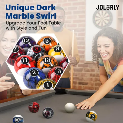 Vista 5 de Billiard Balls Pool Table 16 Ball Complete Set with Cue Ball negro (black swirl)