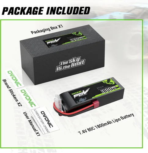 Vista 6 de OVONIC Batería Lipo de 7.4V 80C 1800mAh 2S con enchufe T