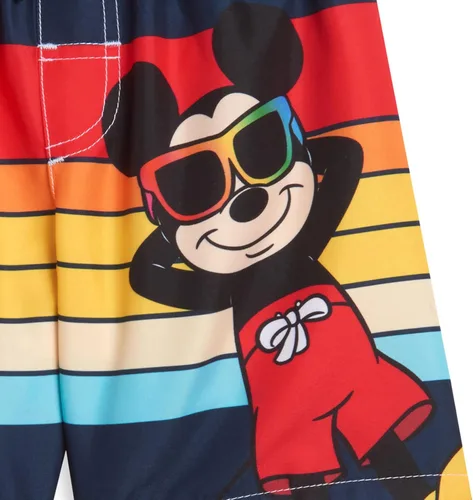 Vista 7 de Disney Conjunto de traje de baño y camiseta de Mickey Mouse para niños pequeños, Azul-Blanco
